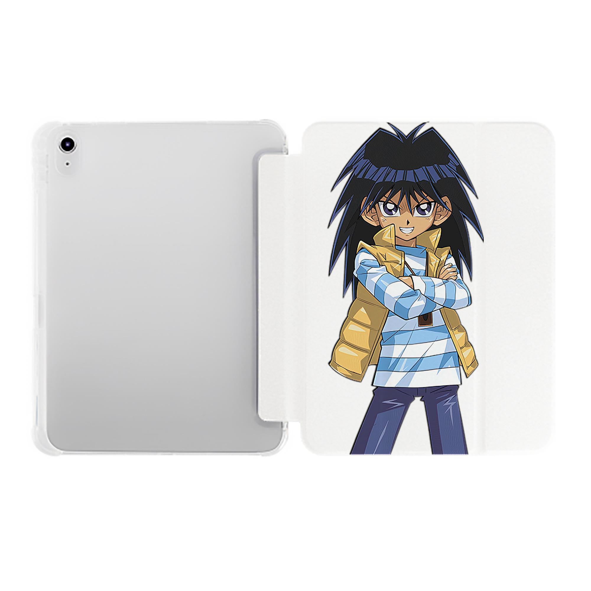 （画像用） 遊☆戯☆王 Yu-Gi-Oh! IPad ケース ペン収納付き 三つ折りスタンド PUレザー×シリコン 対応機種9.5/10.5/10.9インチ